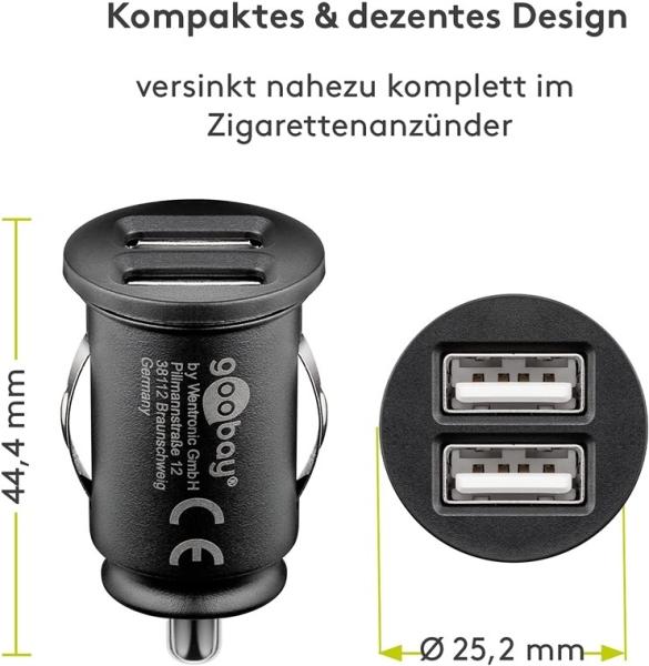 Actual product image Goobay Dual USB Car Charger