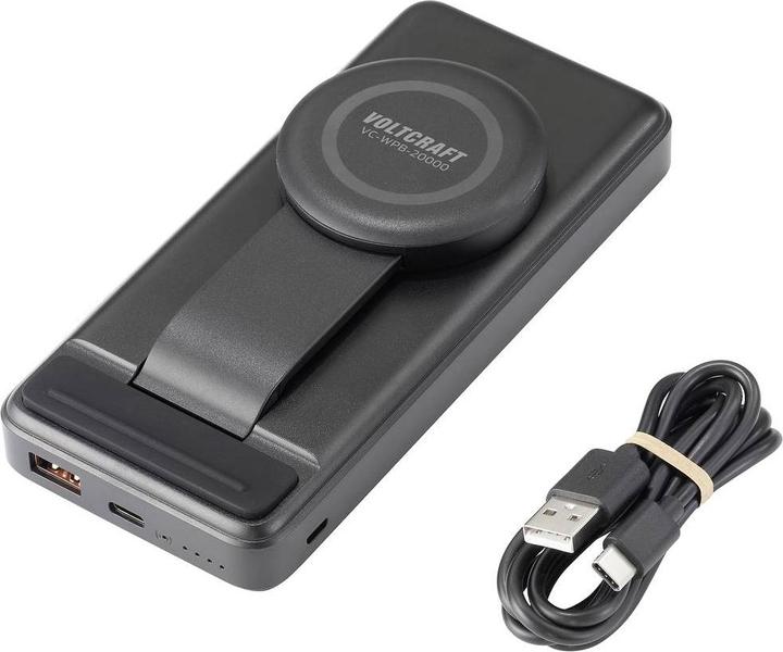 Actual product image Voltcraft VC-WPB-20000 Powerbank 20000 mAh Qi Wireless Charging, Power Delivery Li-Ion Black Stat (20000 mAh)