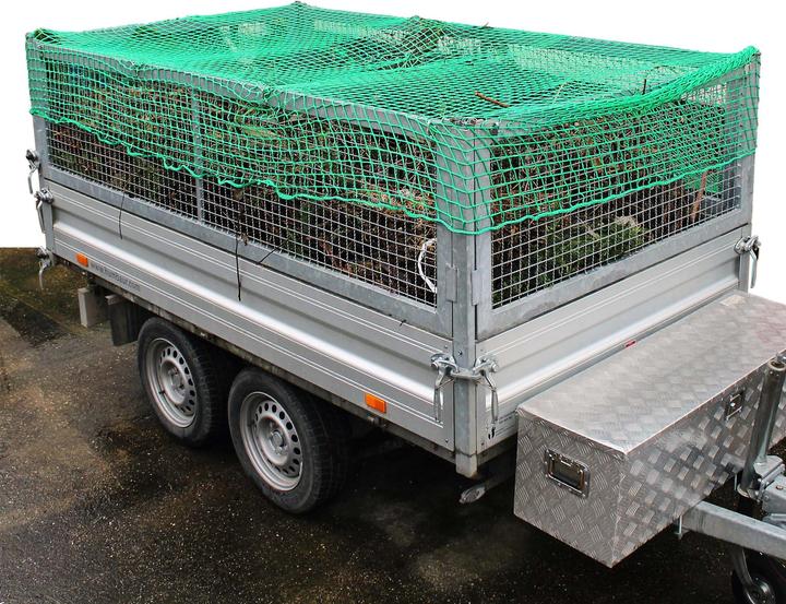 Immagine prodotto Wiltec Rete di fissaggio del carico 4x2,5m Verde Gabbia per bordi del rimorchio Resistente alle intemperie