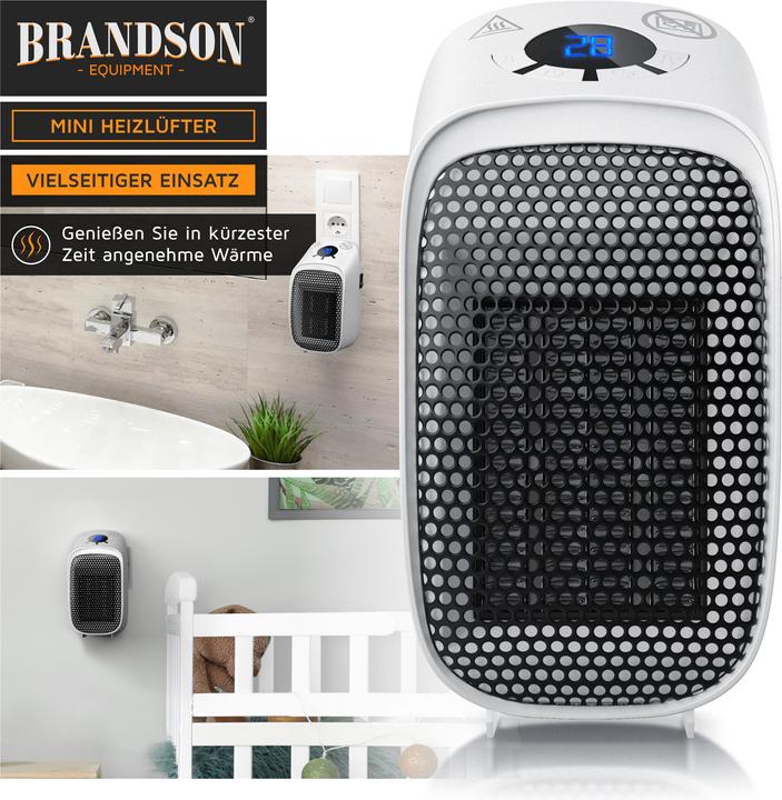 Image du produit Brandson Steckdosen Mini Heizlüfter 400W, Keramikheizlüfter, Badezimmer Mini Heizgerät mit Temperaturregelung (400 W)