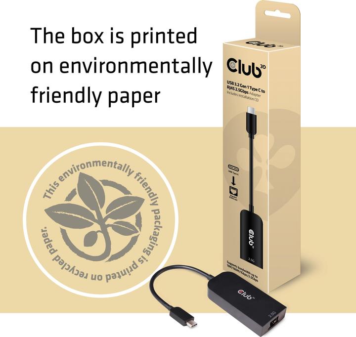 Image du produit Club 3D USB Typ-C zu (USB-C 3.2 Gen 1, RJ45 (1x))