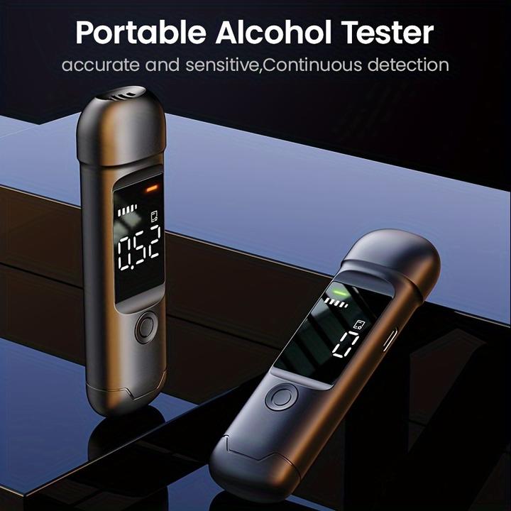PhoneLook Digitaler Alcootest tragbares Atemalkoholmessgerät mit LCD-Display (USB-C, wiederaufladbar)