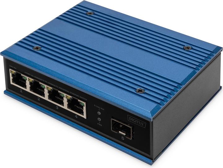 Actual product image Digitus 4-Port 10/100Base-TX to 100Base-FX Industrial Ethernet Switch (4 Ports)