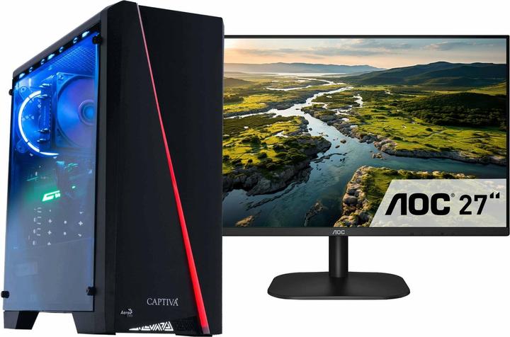 Actual product image Captiva PC Advanced Gaming R85-985 TFT Bundle (Ryzen 5 5500/RTX4060 Ti 8GB GDDR6/SSD 1TB/32GB/WLAN/w/o OS) (AMD Ryzen 5 5500, 32 GB, 1000 GB, GeForce RTX 4060 Ti)