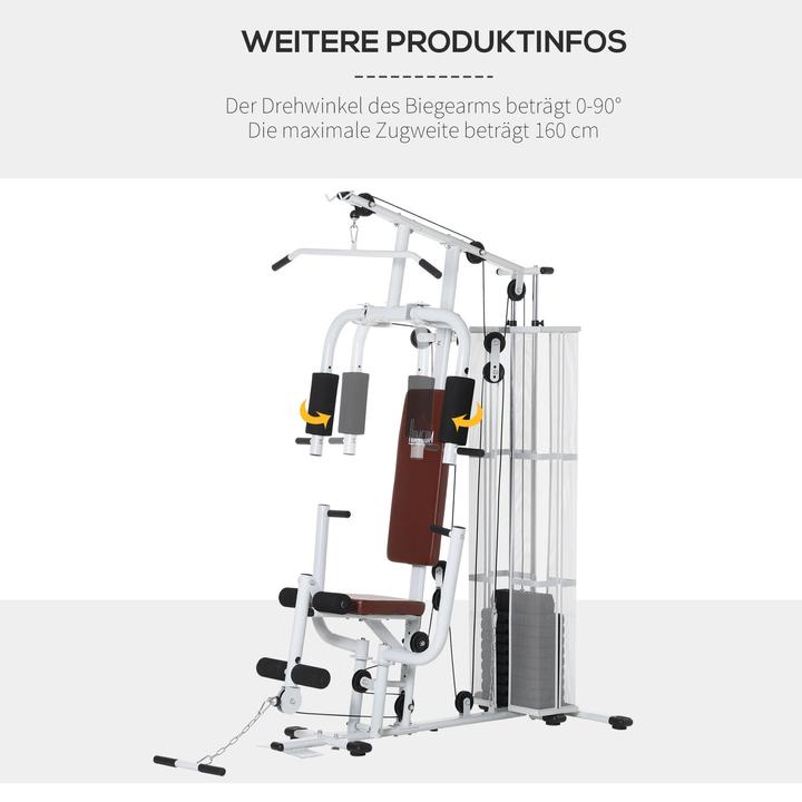 Actual product image Homcom Gym Strength station Multigym Fitness equipment incl. weights Metal PU artificial leather White