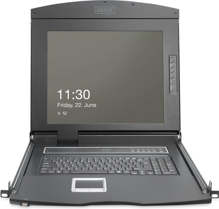 Produktbild Digitus 19" HD LCD KVM Konsole, 16-Port VGA, schweizer Tastatur