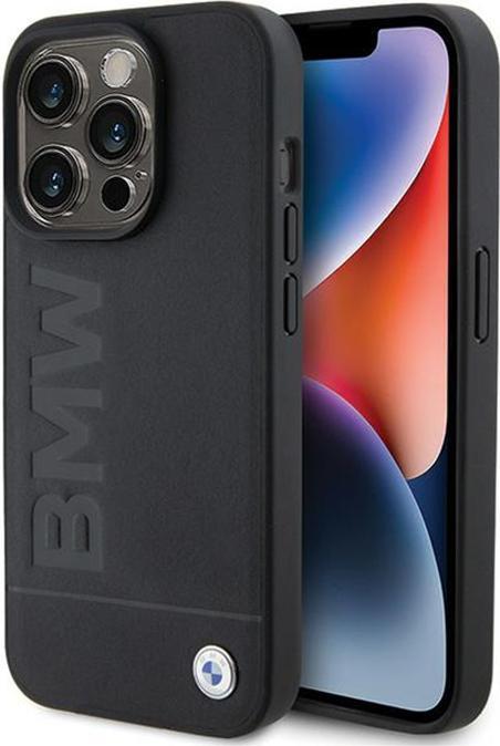 Actual product image BMW BMHMP15XSLLBK iPhone 15 Pro Max 6.7" czarny/black MagSafe Leather Hot Stamp (Apple iPhone 15 Pro Max)