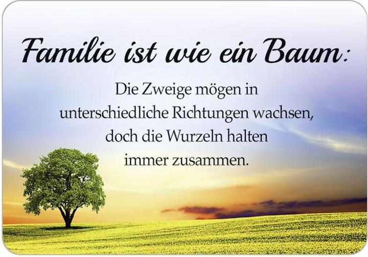 Blechschild Familie + Baum (16.5 x 11.5 cm)