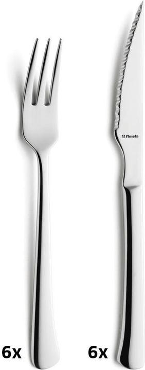 Produktbild Amefa CHULETERO Steakbesteck Set 12-teilig, hochglanzpoliert, für 6 Personen (12 Stück, Besteck Set)