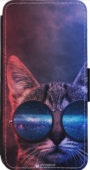 Produktbild PhoneLook Hülle Wallet schwarz Red Blue Cat Glasses (Apple iPhone 14 Pro Max)