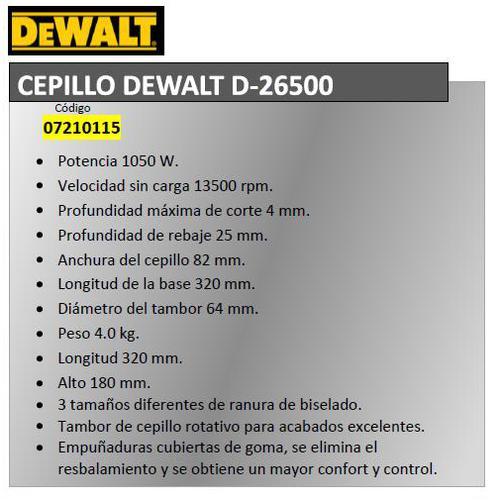 Image du produit DeWalt Rabot à main D26500