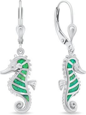 Produktbild Brilio Silver - Silver Dangle Earrings Seahorse with Green Opals EA1128WG