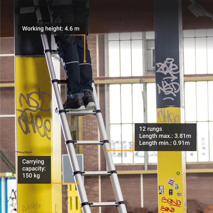 Actual product image Batavia Professional Telescopic Ladder 3.81m (Telescopic ladder, 381 cm)