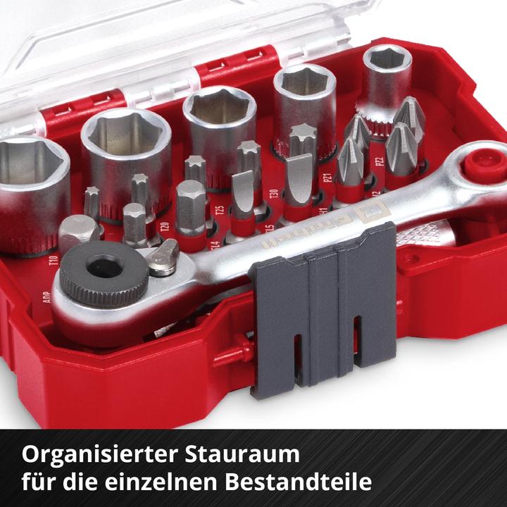 Actual product image Einhell Socket spanner bit insert set 1/4" (6.3 mm) 21 pieces 118683 (10 mm, 6 mm, 12 mm, 8 mm, 13 mm)