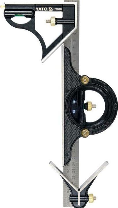 Produktbild Yato Multifunktionswinkel 300mm Kombinationswinkel mit Anschlagwinkel Gegenläufige Skala Präzisionswinkel