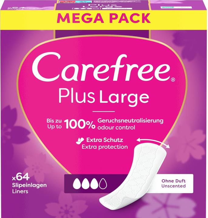Produktbild Carefree Slip pads Plus Large delicate scent - Variant: 64 ks (64 x, Slipeinlagen)