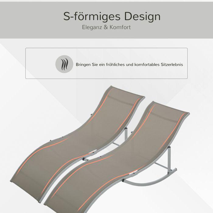 Image du produit Swisshandel24 Set de 2 chaises longues de jardin Bain de soleil en tissu Relax ergonomique Aluminium Texteline (165 cm)