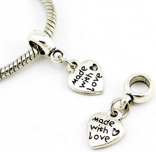 Immagine prodotto Hermex Ciondolo Charm Cuore fatto con amore per Bracciale - Argento (Argento 925)