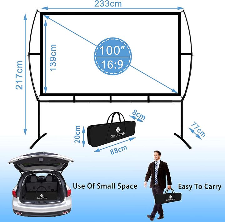 Actual product image Getco Tech Projector screen (100", 16:9)