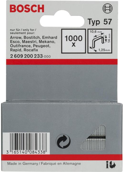 Produktbild Bosch Professional Zubehör Flachdrahtklammer Typ 57, 10,6 x 1,25 x 14 mm