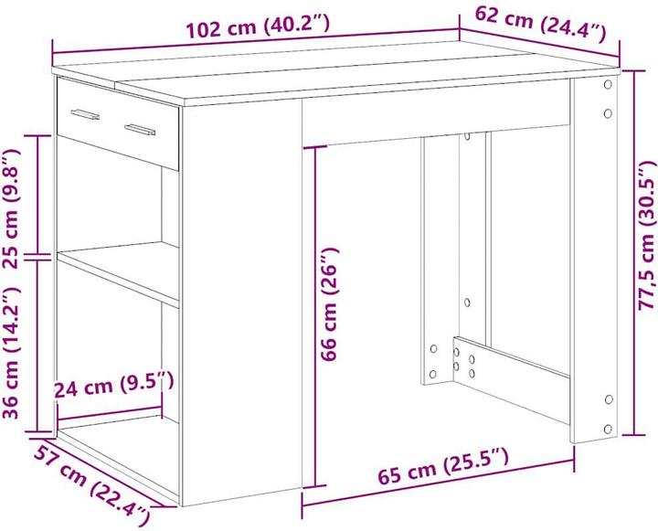 Produktbild VidaXL Schreibtisch mit Schubladen Ablage Sonoma-Eiche 102x62x77,5 cm