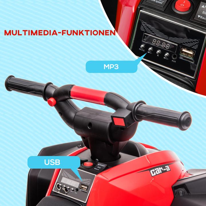 Produktbild Homcom Elektro-Quad Kunststoff, Metall Schwarz+Rot (12 V)