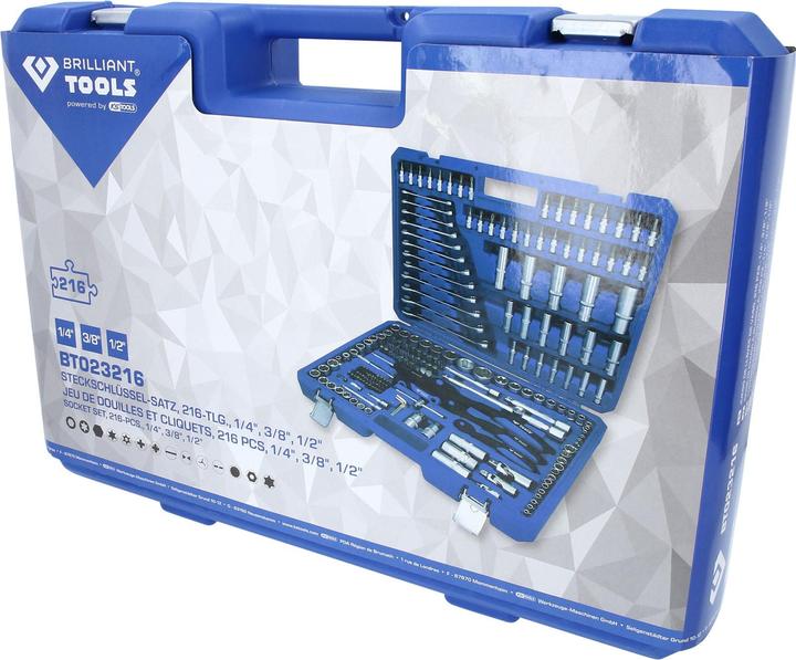 Produktbild Brilliant Tools Steckschlüssel-Satz, 216-tlg., 1/4, 3/8, 1/2 (3/8", 1/2", 1/4")