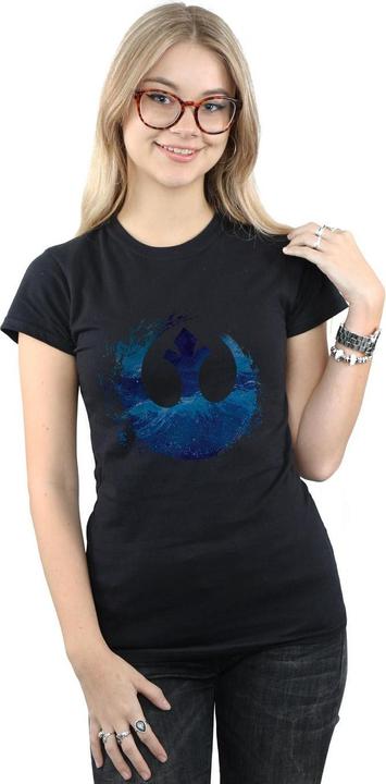 Actual product image Star Wars Womens/Ladies The Rise Of Skywalker Resistance Symbol Wave Cotton T-Shirt (S)