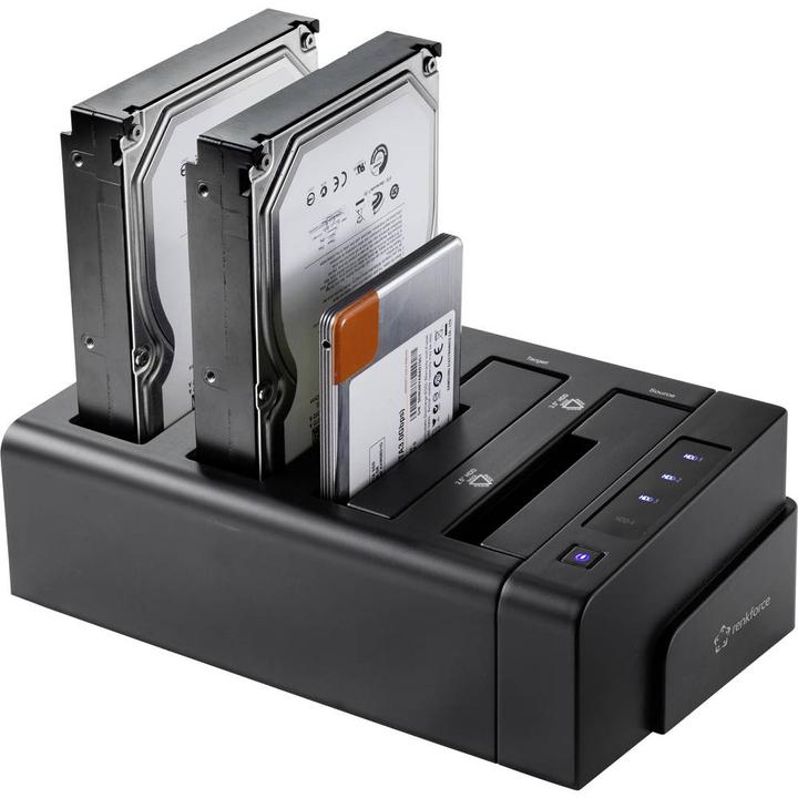 Produktbild Renkforce 2.5 3.5-Zoll USB 3.2 HDD-Dockingstation, 4 Anschlüsse, mit Cloning von 1 auf 3 (Docking Port)