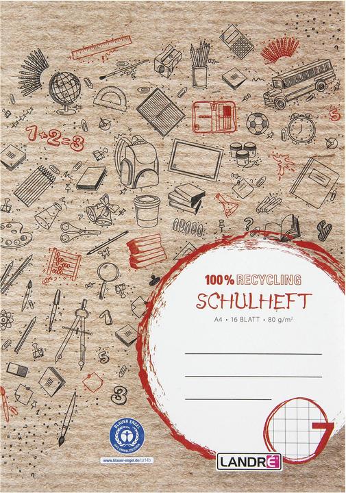 Produktbild Landré Recycling A4 2fach rückendrahtgeheftetes Schulheft (A4)