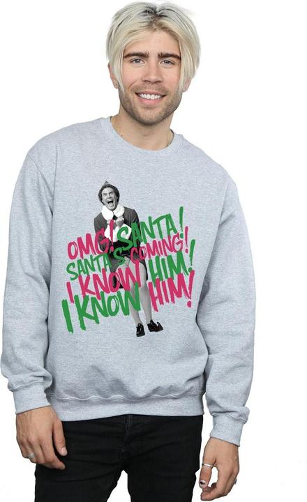 Actual product image Elf Mens Santa's Coming Sweatshirt (3XL)