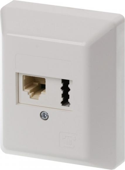 Immagine prodotto Ze-Kom ZE 10x presa combinata UAE1x8(6)/TAE1x6F+N AP bianco puro, PU di 10