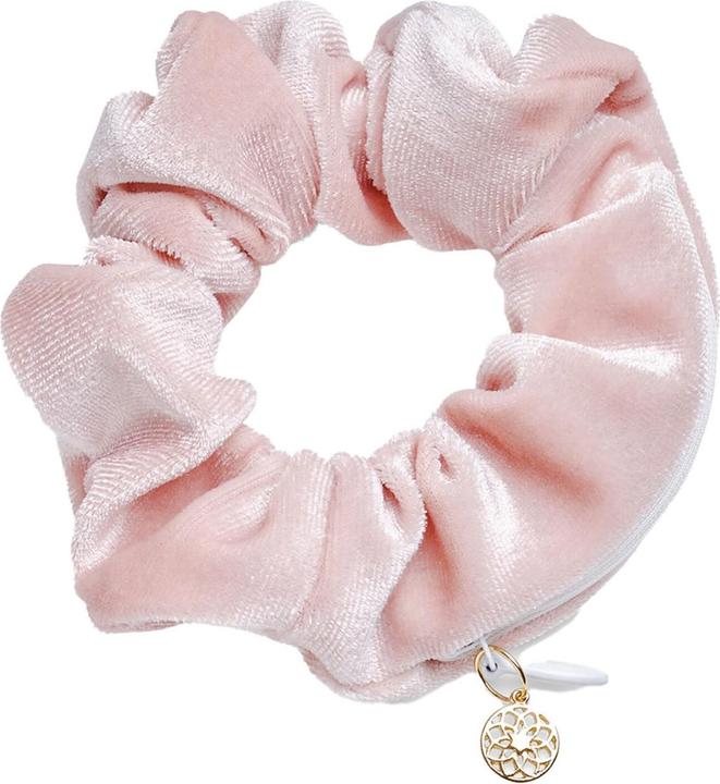 Actual product image Trisa Body Mind and Soul Scrunchie Yoga Velvet Zip Pink