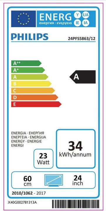 Etichetta energetica Philips 24PFS5863 (24", LCD, Full HD)