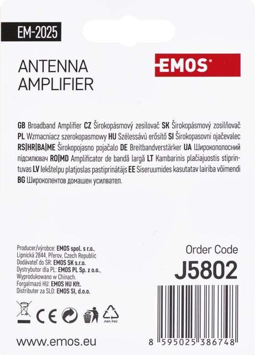 Image du produit Emos Préamplificateur d'antenne 25dB VHF/UHF (Amplificateur)