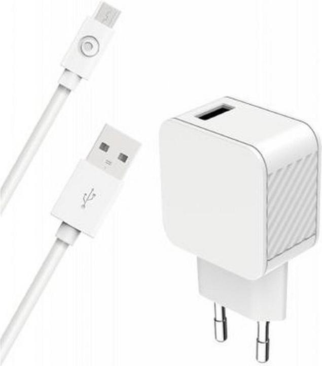 Produktbild Bigben Connected CS 2.1A USB A+Cable A/mUSB 1.2m white (12 W)