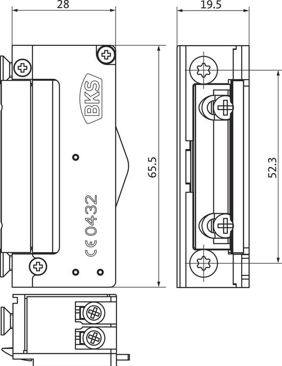 BKS Electric strike 9252 METÖ without latch bolt guide, 9-24 volt, with feedback, right