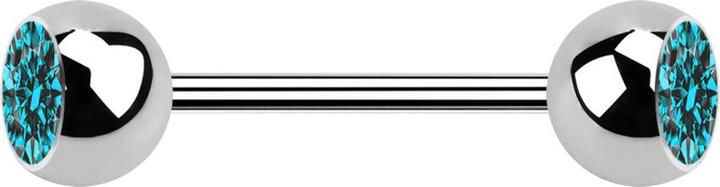 Produktbild Star Piercing Micro Barbell silber mit zwei Kugeln und Kristall aqua (ohne Messing, Chirurgenstahl 316L)