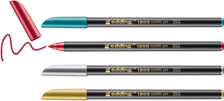 Immagine prodotto Edding Penna a punta di fibra metallica (Argento, Oro, Verde metallizzato, Rosso metallizzato, 4 x)