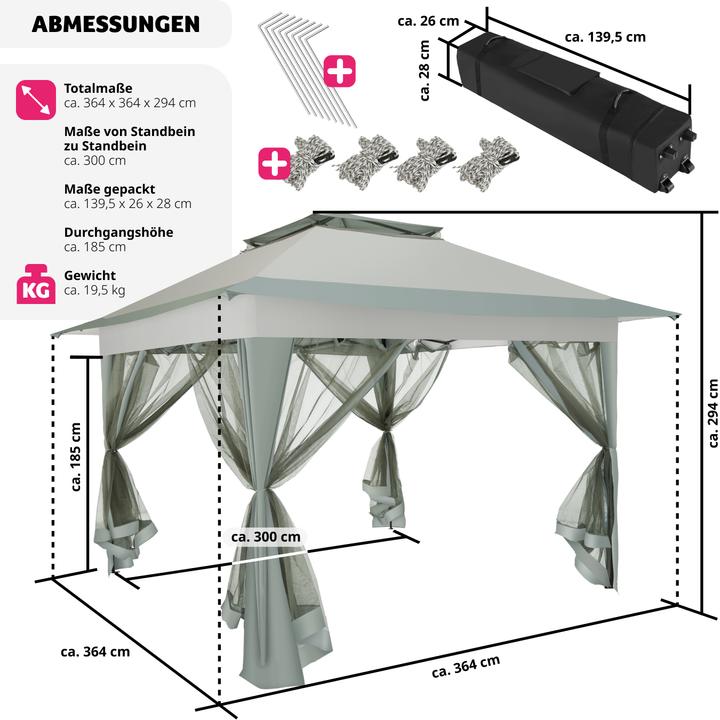 Image du produit tectake Tonnelle pliante Carabobo 364x364x294cm (364 cm, 364 cm)
