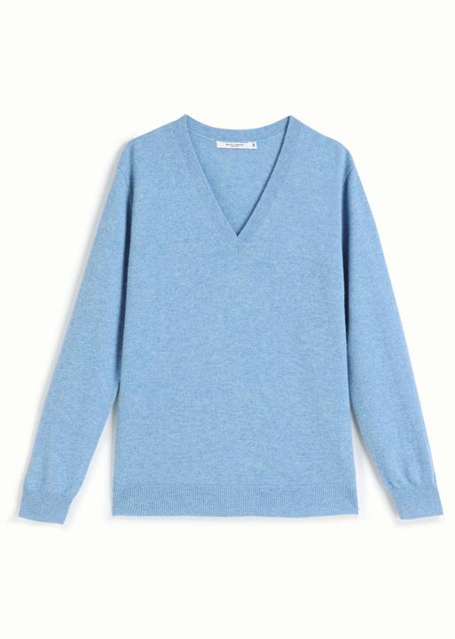 Bellemere Pullover Solid V-Neck Merino-Cashmere Sweater