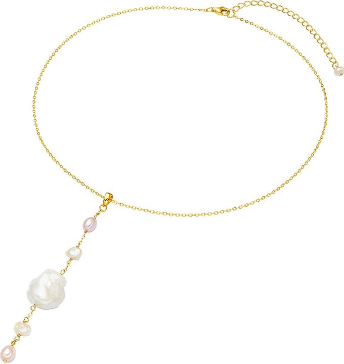 Produktbild Valero Pearls Damen Sterling Silber Süsswasser-Zuchtperlen Gelbgold 40,0 cm Grundkette + 7,0 cm Verlängerung (Sterling Silber, 40 - 47 cm)