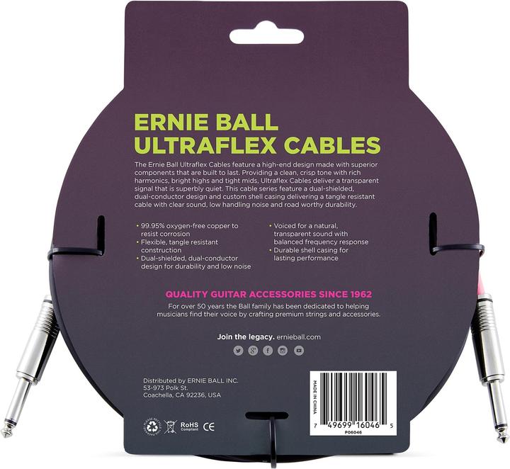 Actual product image Ernie Ball Instrument cable 6046 - 6.09 m, black, length: 6.09 (6.09 m)