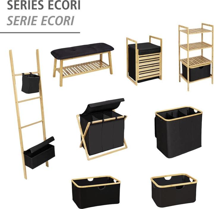 Actual product image Wenko Ecori Shelf 44 x 93.5 cm, Nature/Black (10 x 36 x 96 cm)