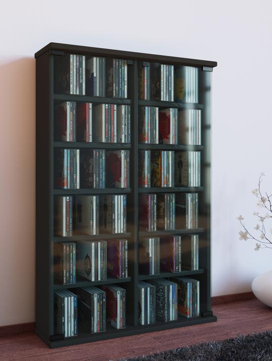 Produktbild VCM Holz CD DVD Stand Regal Roma mit Glastür (60 x 18 x 92 cm)