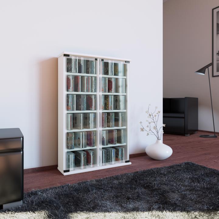 Immagine prodotto VCM Galleria di legno CD DVD Stand Shelf con porta di vetro (60 x 18 x 92 cm)