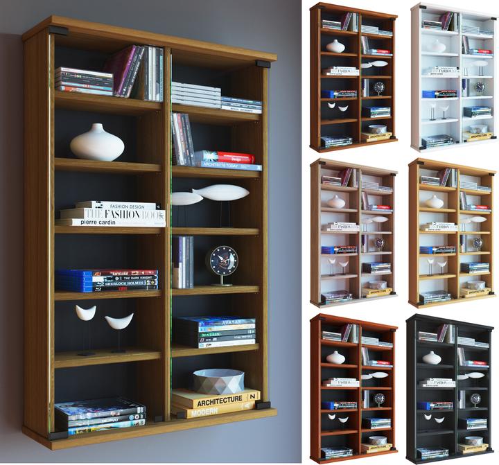 Produktbild VCM Holz CD DVD Wandregal Zuntisa mit Glastür (60 x 18 cm)