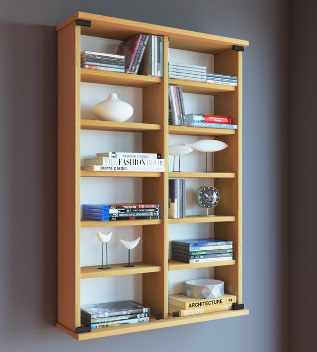 Produktbild VCM Holz CD DVD Wandregal Zuntisa mit Glastür (60 x 18 cm)