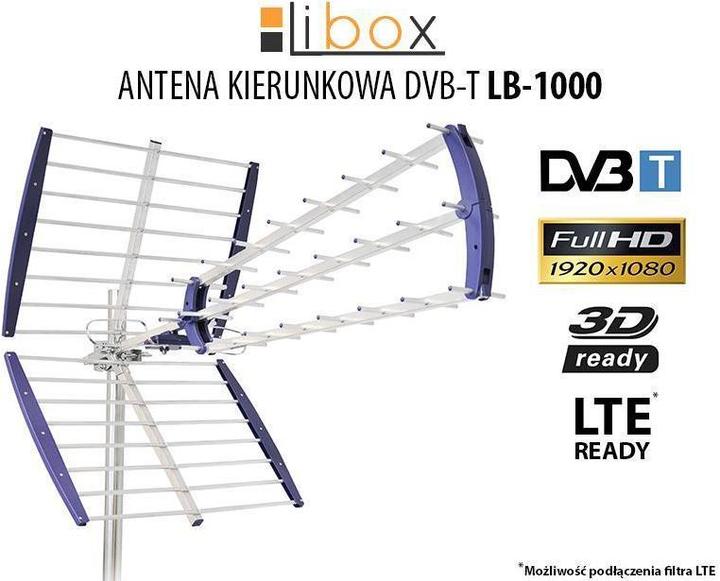 Actual product image Libox LB1000 Outdoor Antenna 16.5 dB Type F (Parabolic antenna, 16.50 dB, DVB-T / -T2)
