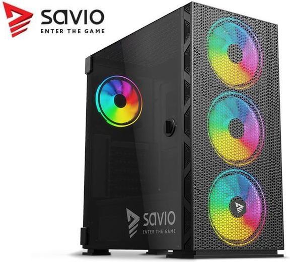 Actual product image Savio PC Case Raptor X1 ARGB Glass/Mesh Black (ITX, ATX, Mini-ATX)